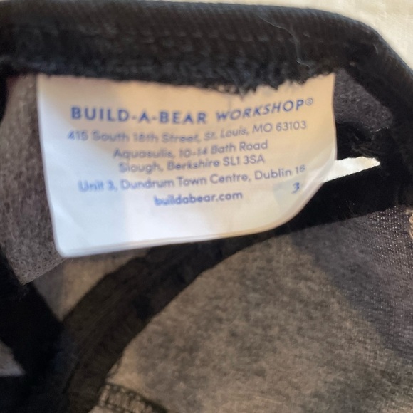 Build-A-Bear Workshop Hat For Bear Baseball Cap Ear Holes Small Gray Black Logo - Picture 5 of 8